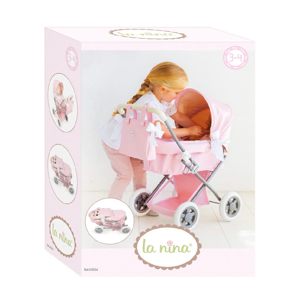 65049 La Niña Small Pink Pram (under 4) - Fallons Toys&Shoes - La Nina