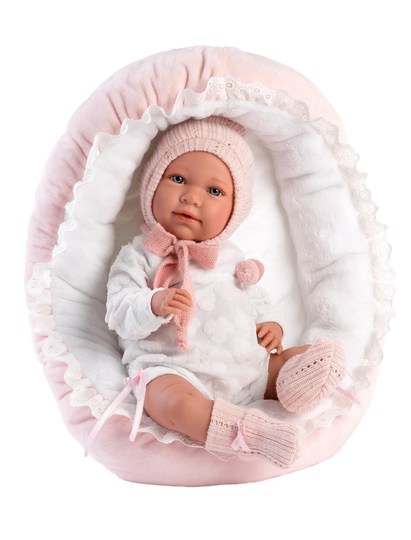 74088 Llorens Girl in Moses Basket Doll 42cm