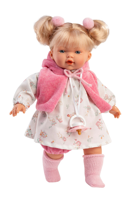 Llorens Roberta Pink Crying Doll With Hair