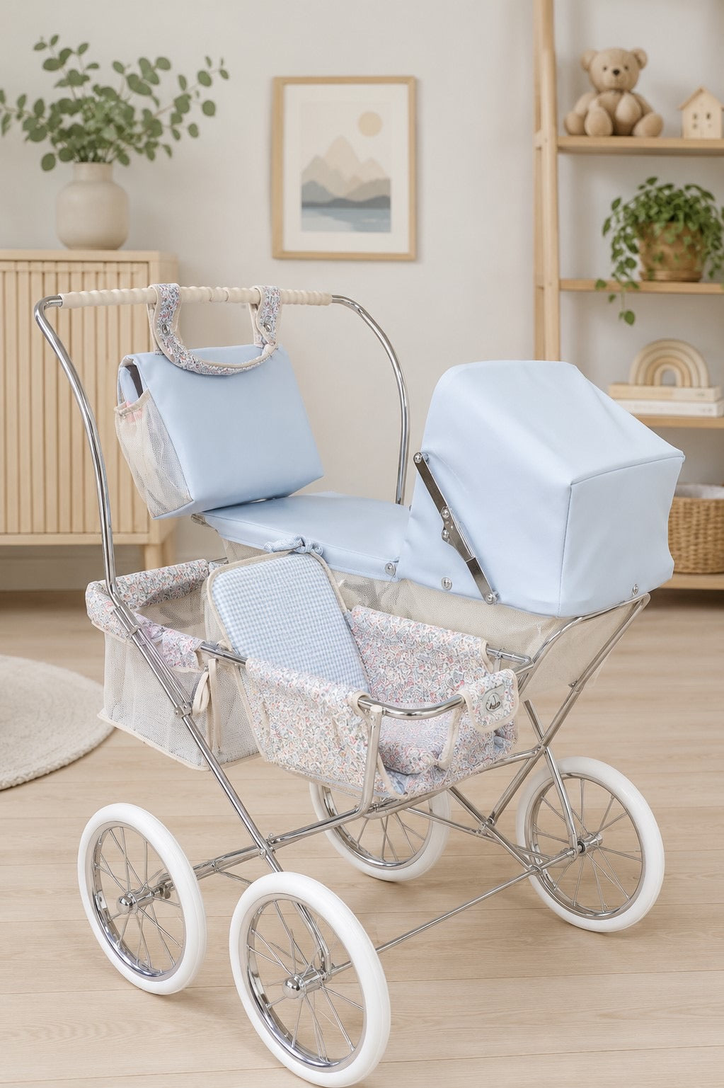 Bebelux Blue Duo Twin Doll Pram