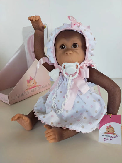 36300 Gorda Monkey Pale Pink Polka Dot Dress