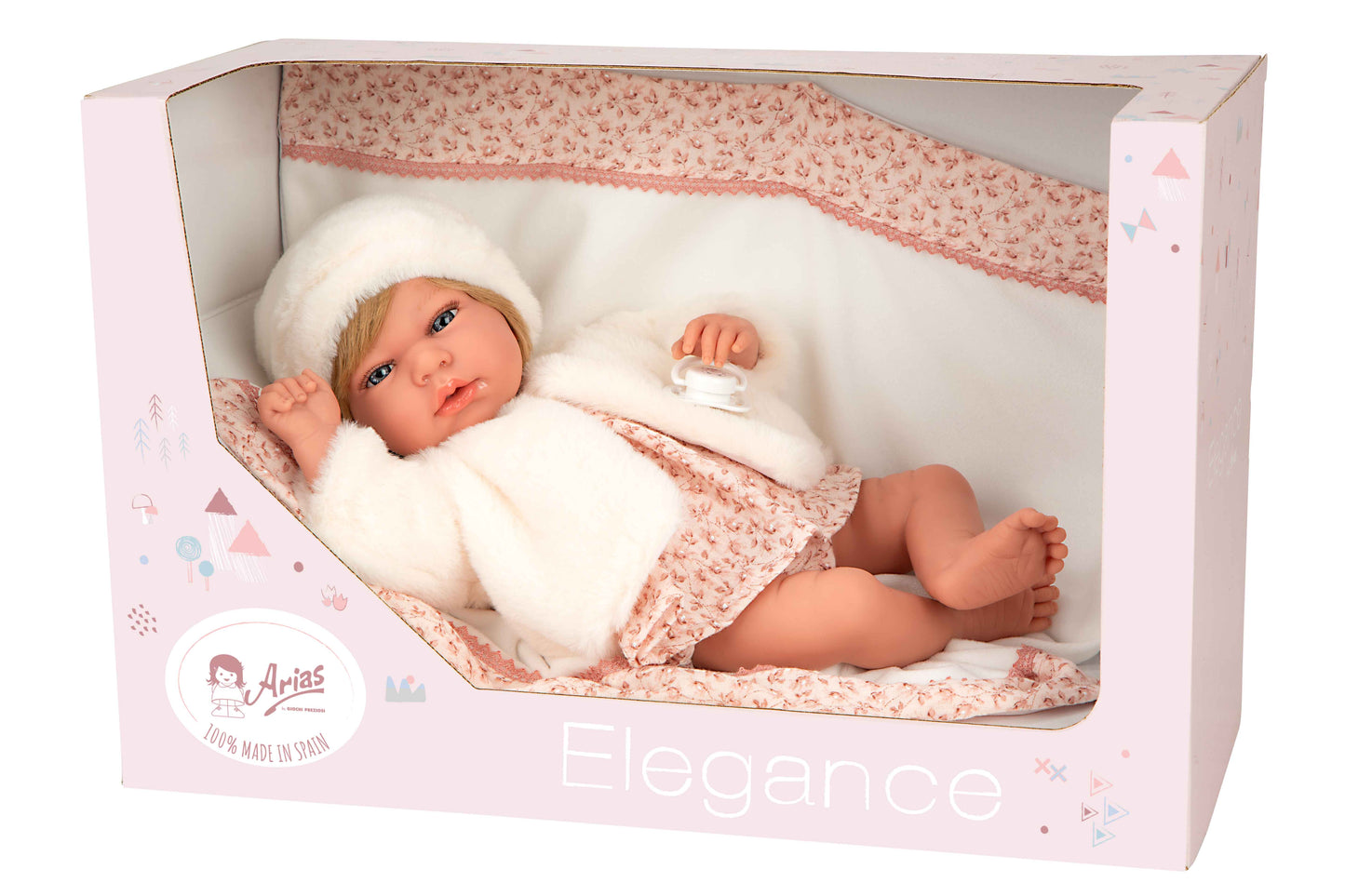 Arias Pink Doll With Hair (weighted) 40cm