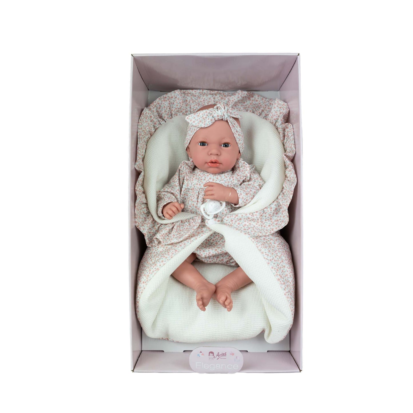 Arias Pink Doll with Blanket, Sleepy Eyes and Magnetic Crying Dummy 40cm