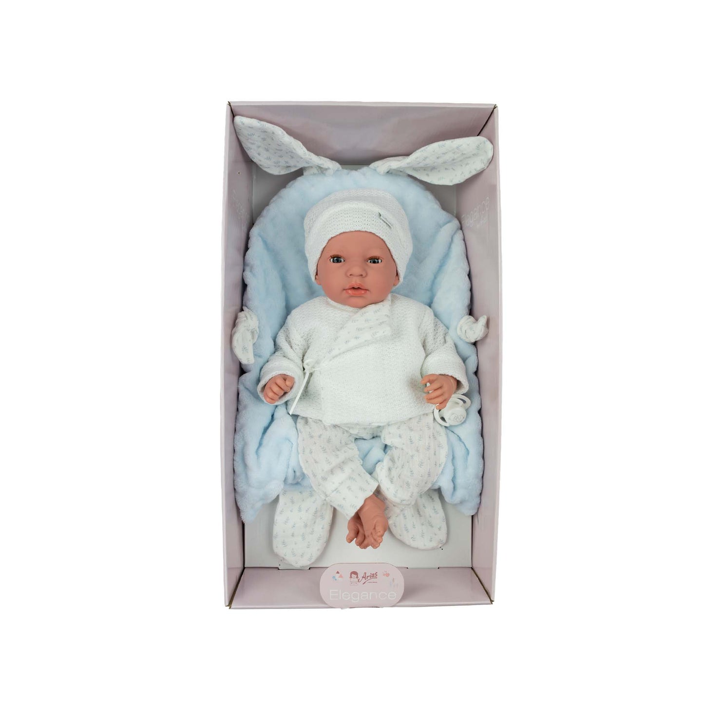 Arias White Doll with Blanket, Sleepy Eyes and Magnetic Crying Dummy 40cm
