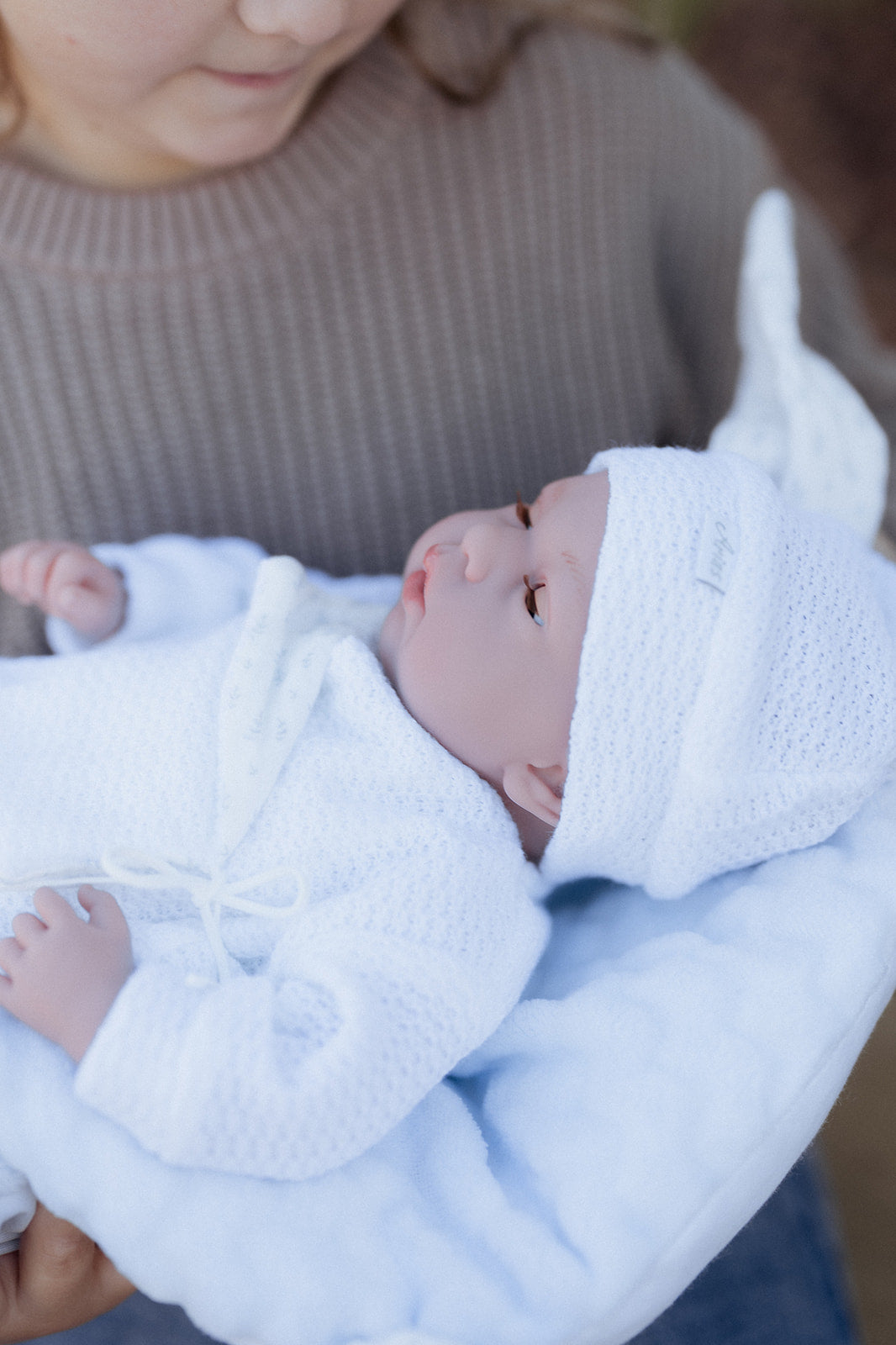 Arias White Doll with Blanket, Sleepy Eyes and Magnetic Crying Dummy 40cm