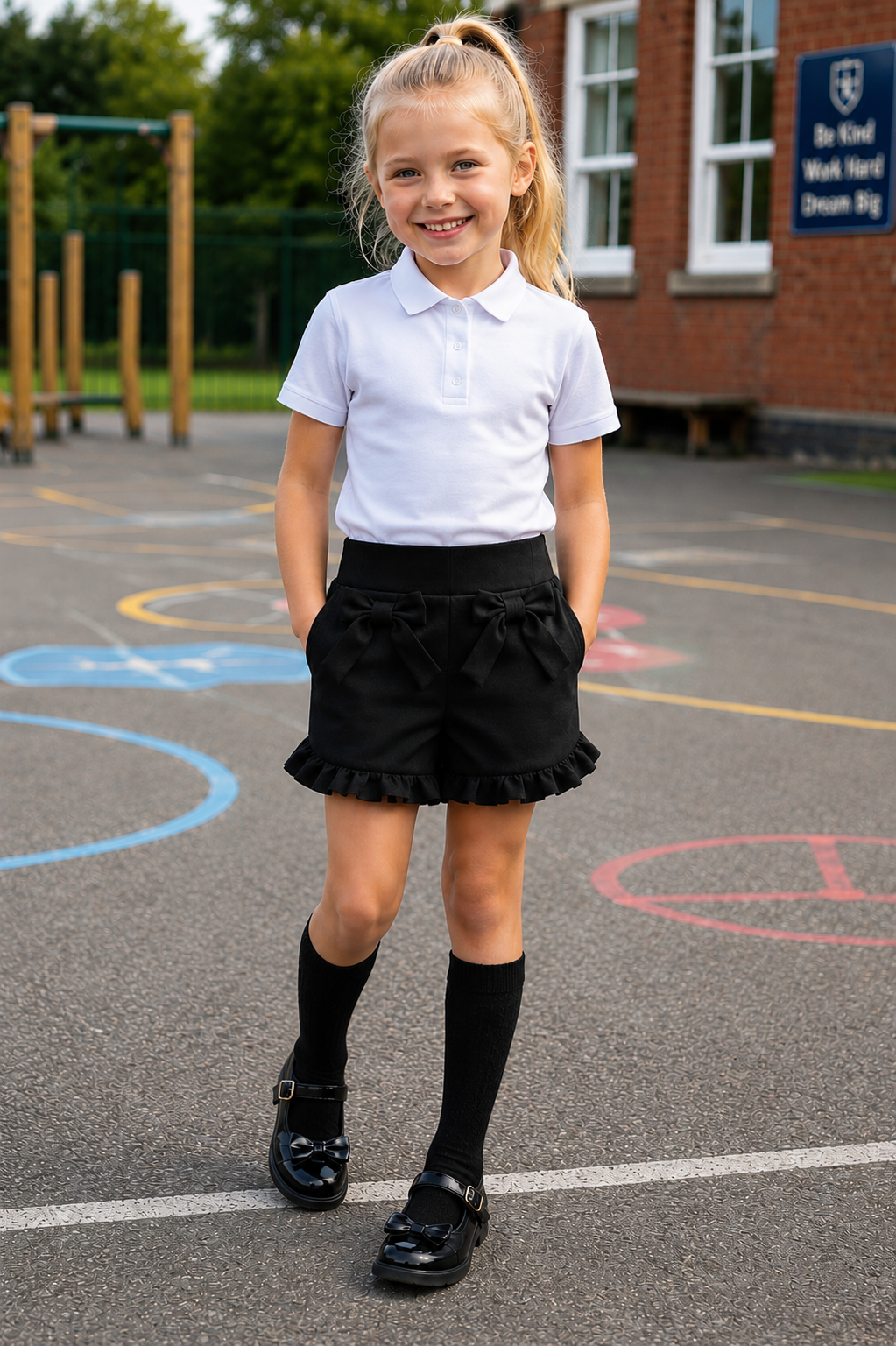 Black School Bow Shorts