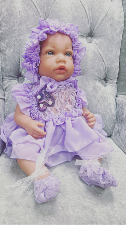 Lilac Doll Frilly Dress Outfit & Pillow