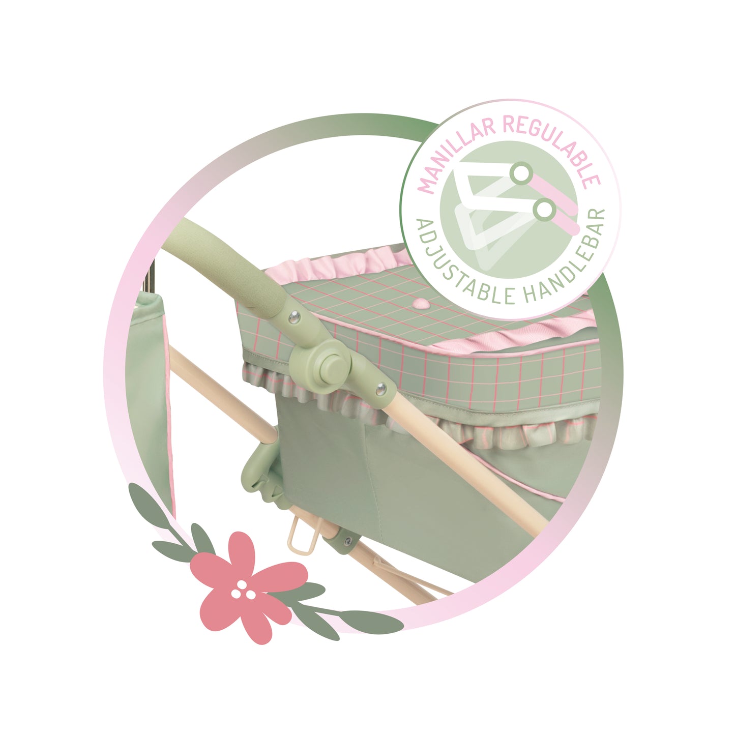 82068 Reborn Doll Pram 90cm - Botanic Collection (age 5 and over)