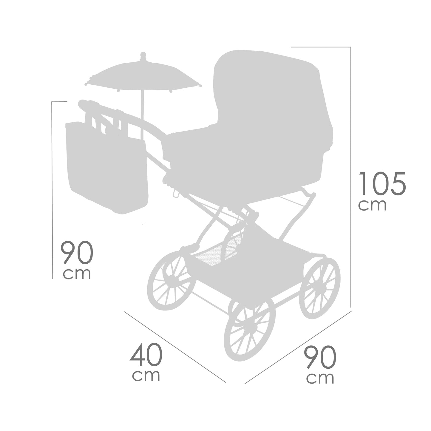 82068 Reborn Doll Pram 90cm - Botanic Collection (age 5 and over)