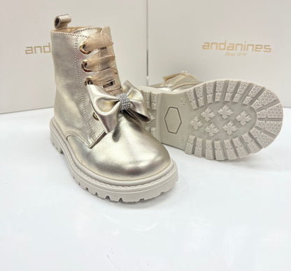 202482 Gold Bow Boot By Andanines