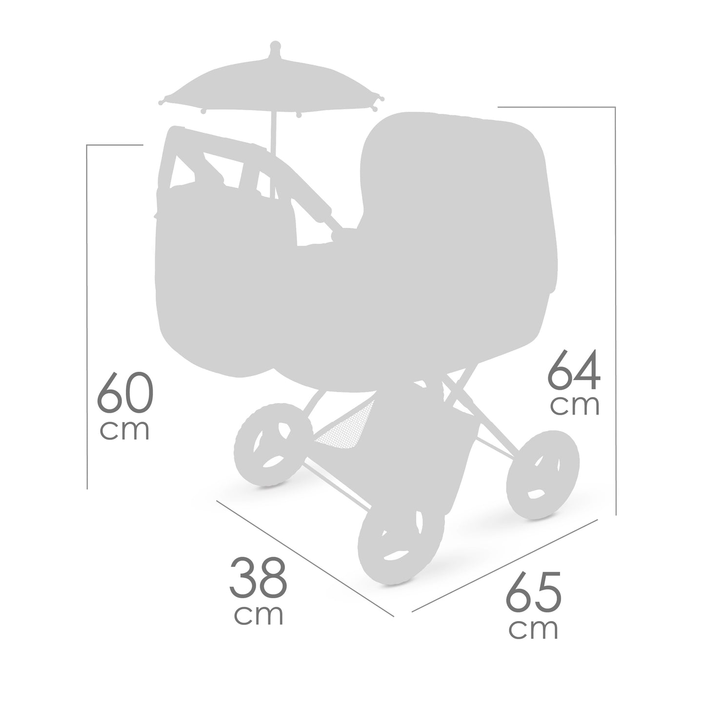 85070 Doll Pram with Parasol - Honey Collection (Under 5 years)