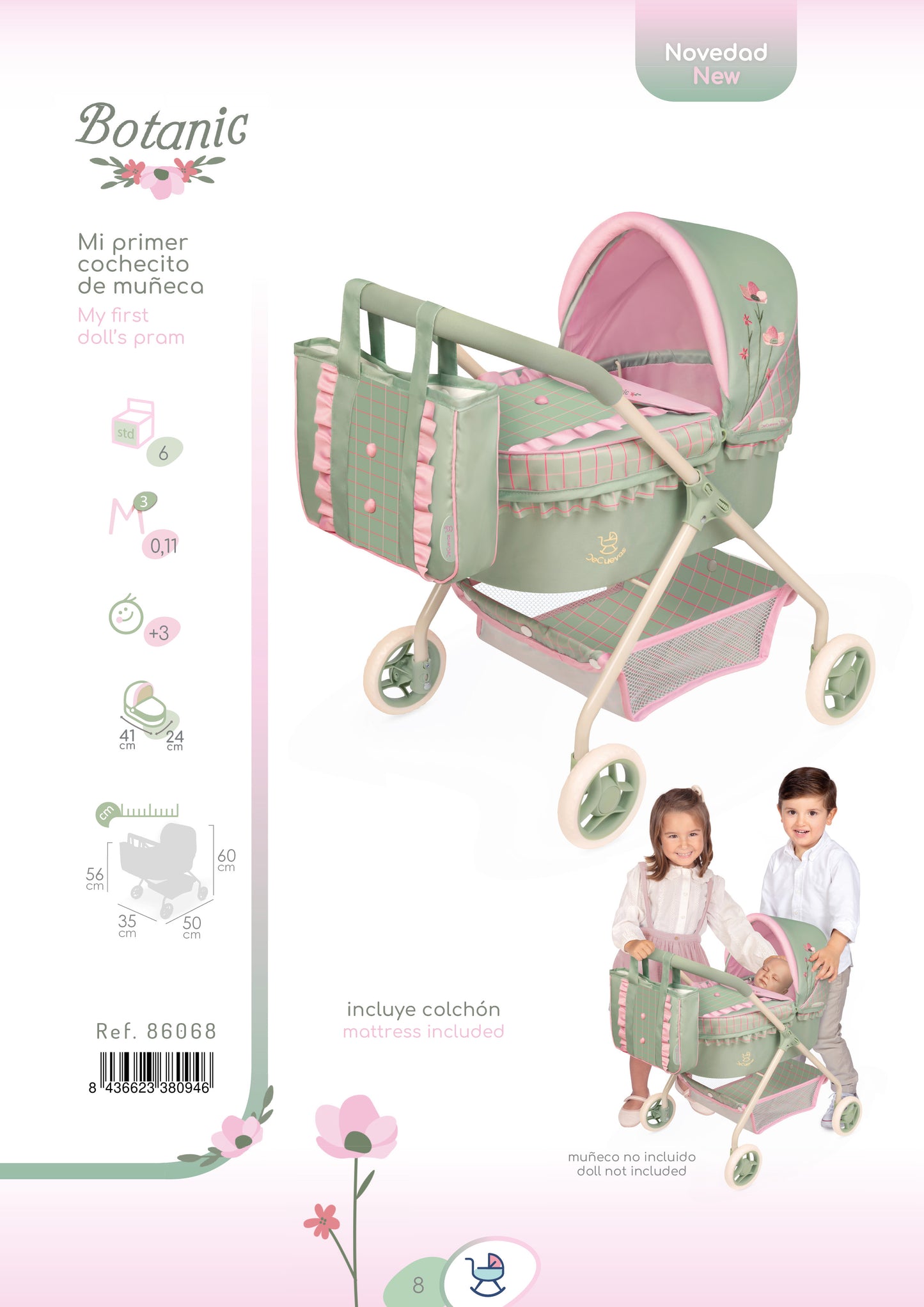 86068 My First Doll Pram - Botanic Collection (under 4 years)
