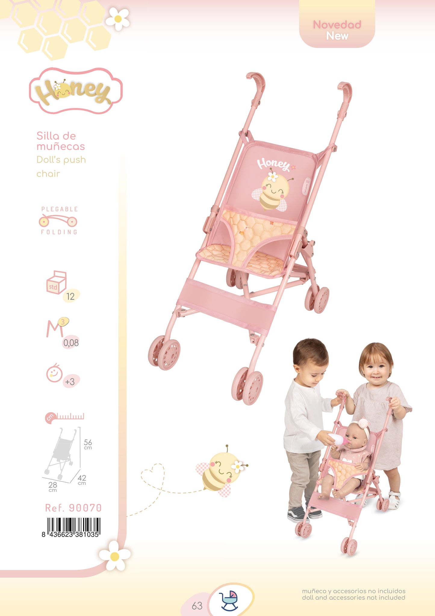 90070 First Doll Buggy Stroller  - Honey Collection