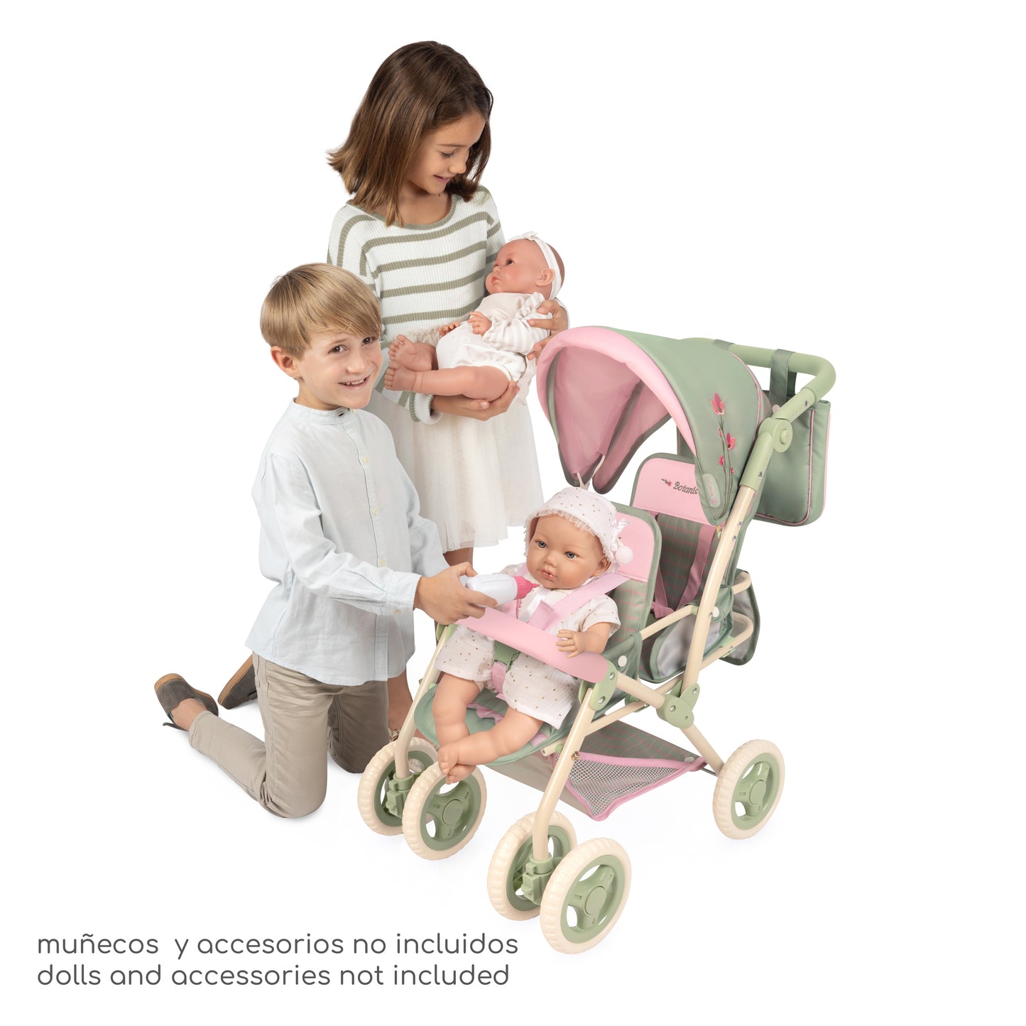 90368 Twin Doll Pram 72cm - Botanic Collection (age 4 and over)