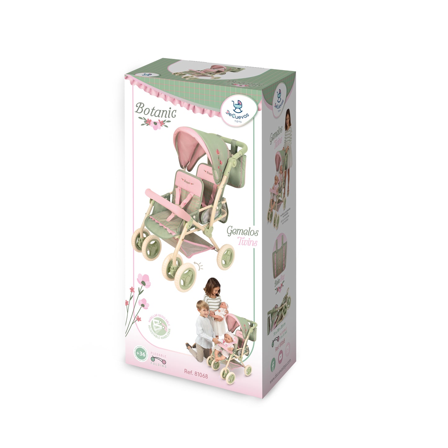 90368 Twin Doll Pram 72cm - Botanic Collection (age 4 and over)