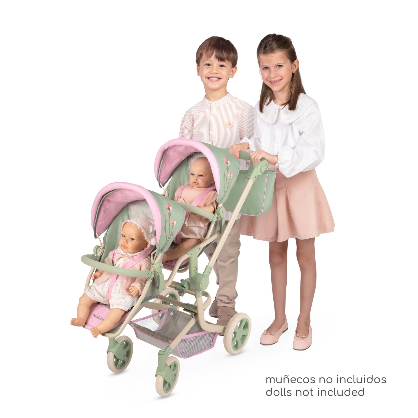 Decuevas Multi-Position Twin Doll Pram 91cm - Botanic Collection (age 5 and over)