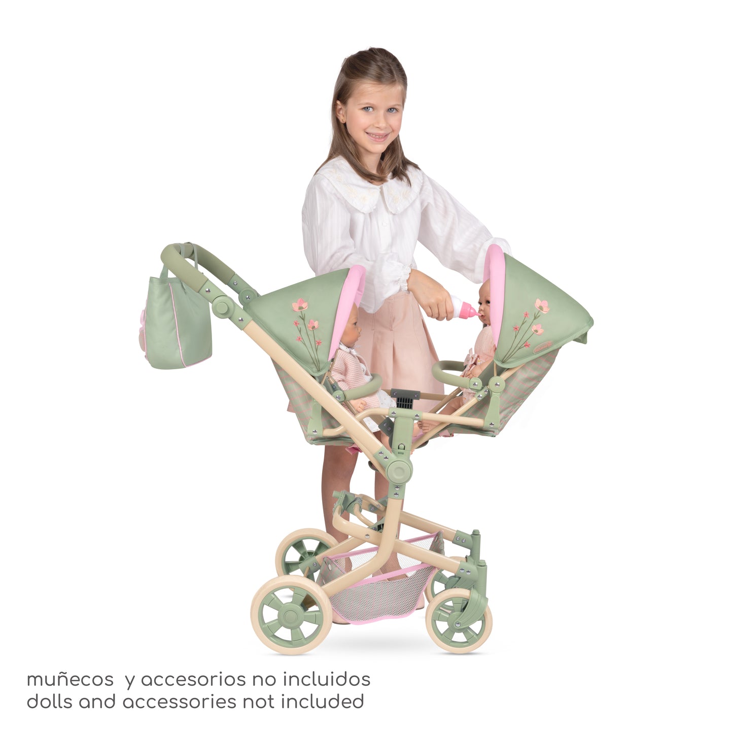 Decuevas Multi-Position Twin Doll Pram 91cm - Botanic Collection (age 5 and over)