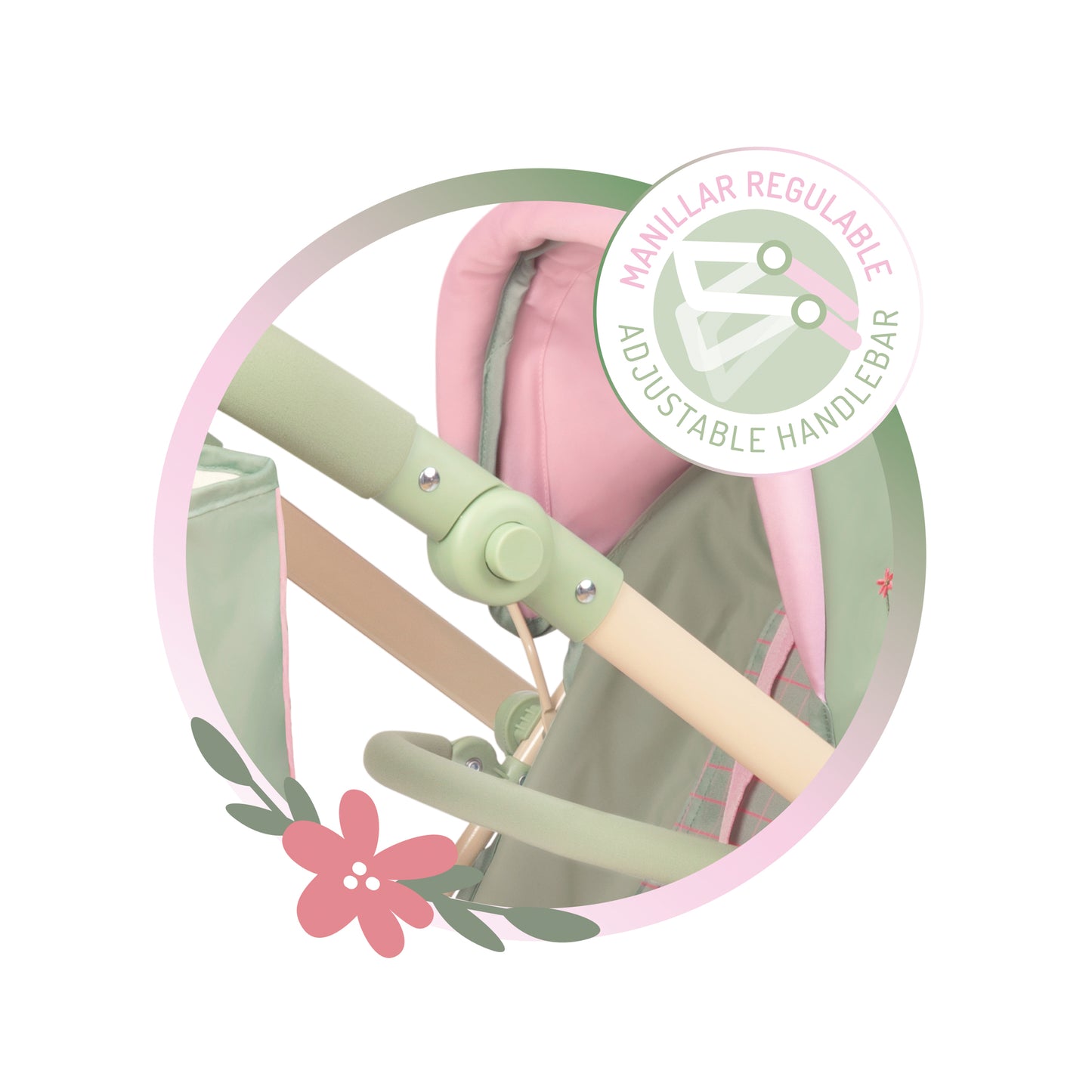 Decuevas Multi-Position Twin Doll Pram 91cm - Botanic Collection (age 5 and over)