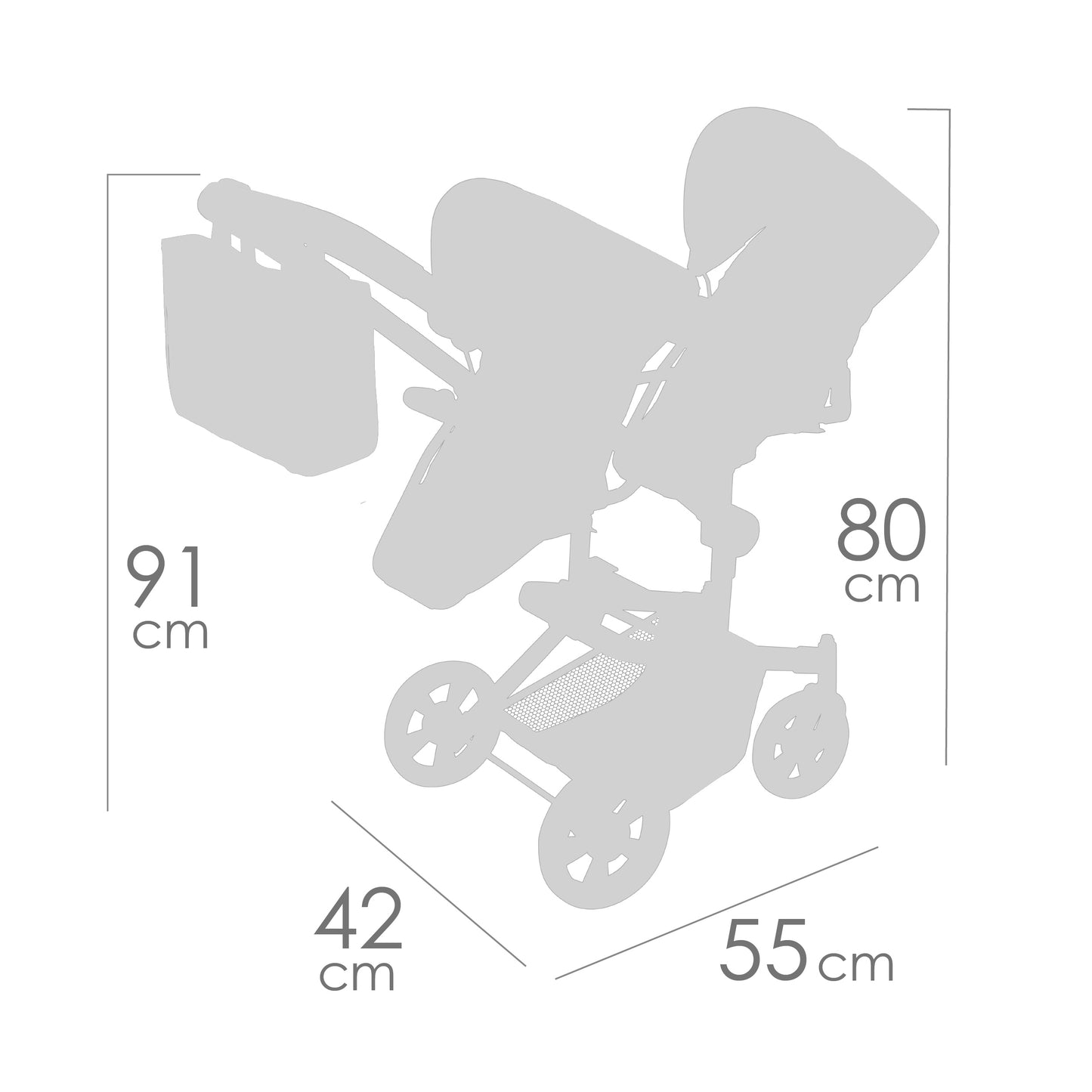 Decuevas Multi-Position Twin Doll Pram 91cm - Botanic Collection (age 5 and over)
