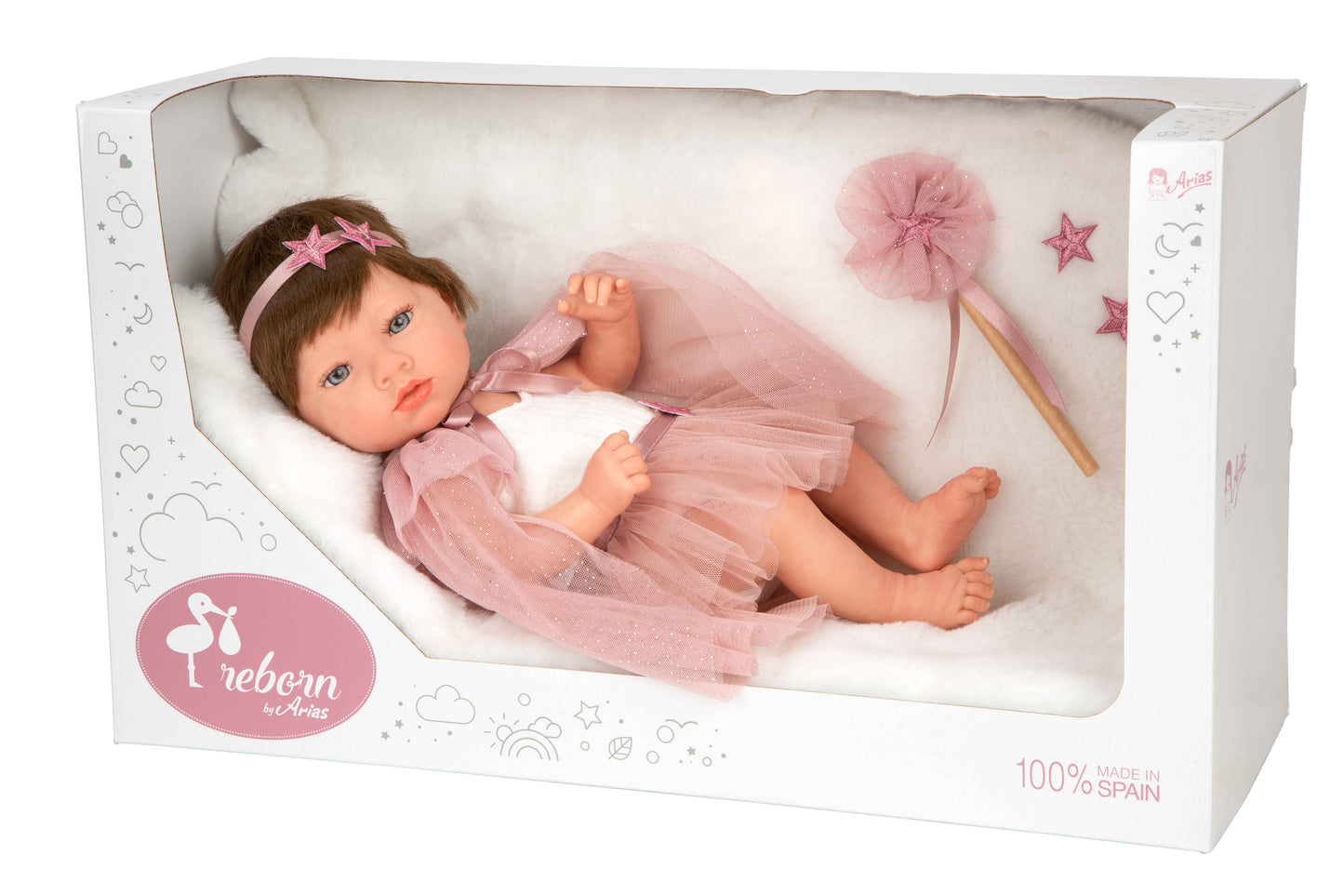 Arias Princes Reborn Girl Doll With Hair 38cm