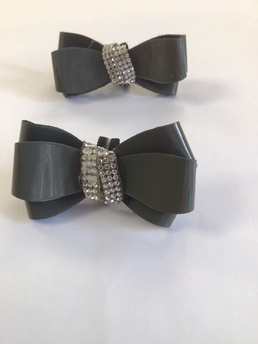 Extra Grey Patent Shoe Bows