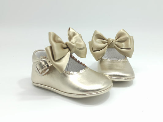712 Baby Gold Bow Soft Baby Shoe