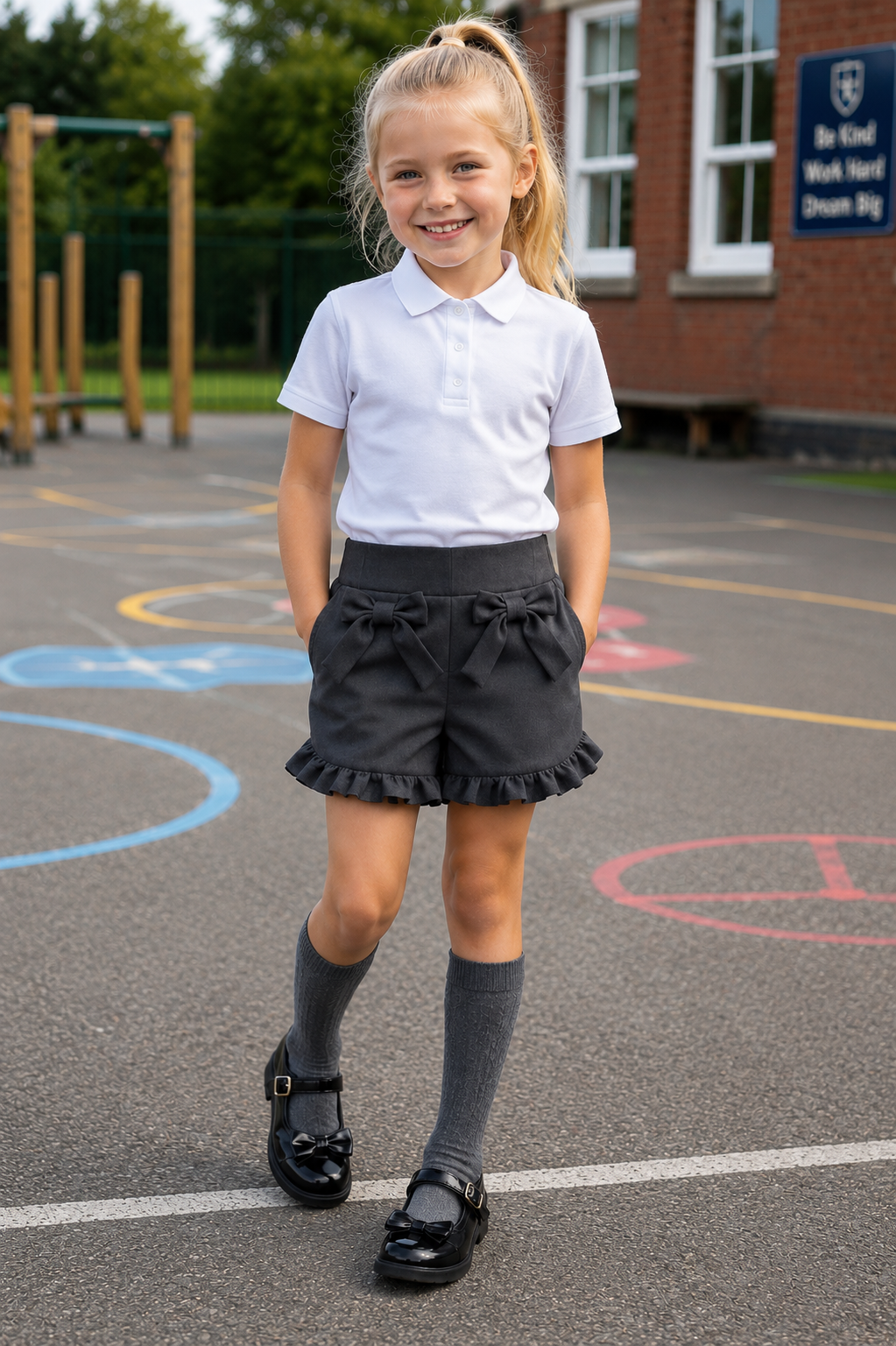 Grey School Bow Shorts