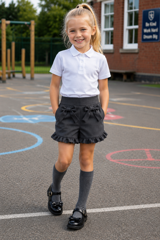 Grey School Bow Shorts