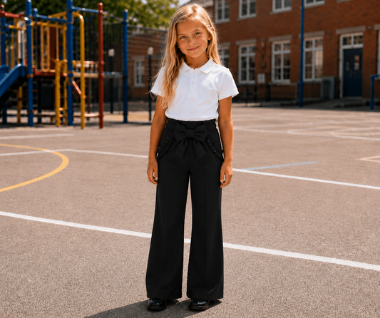 Black Jersey School Bow Trousers