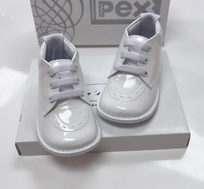 PEX Carlos White Patent Boots