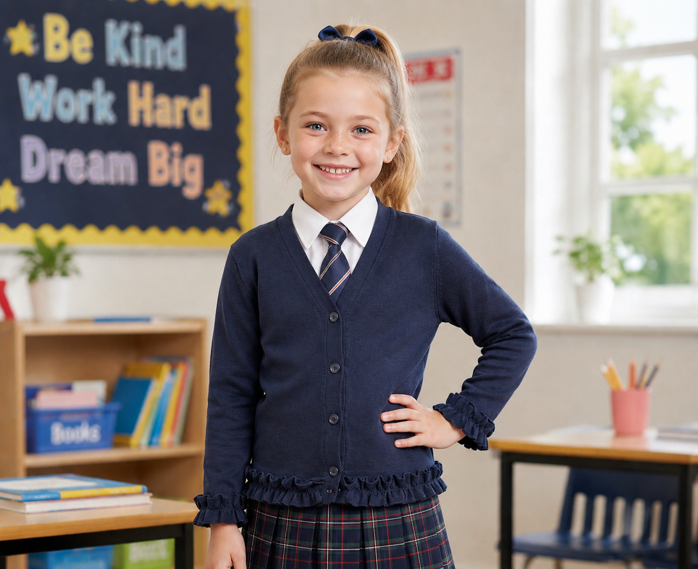 Navy School Frill Cardigan
