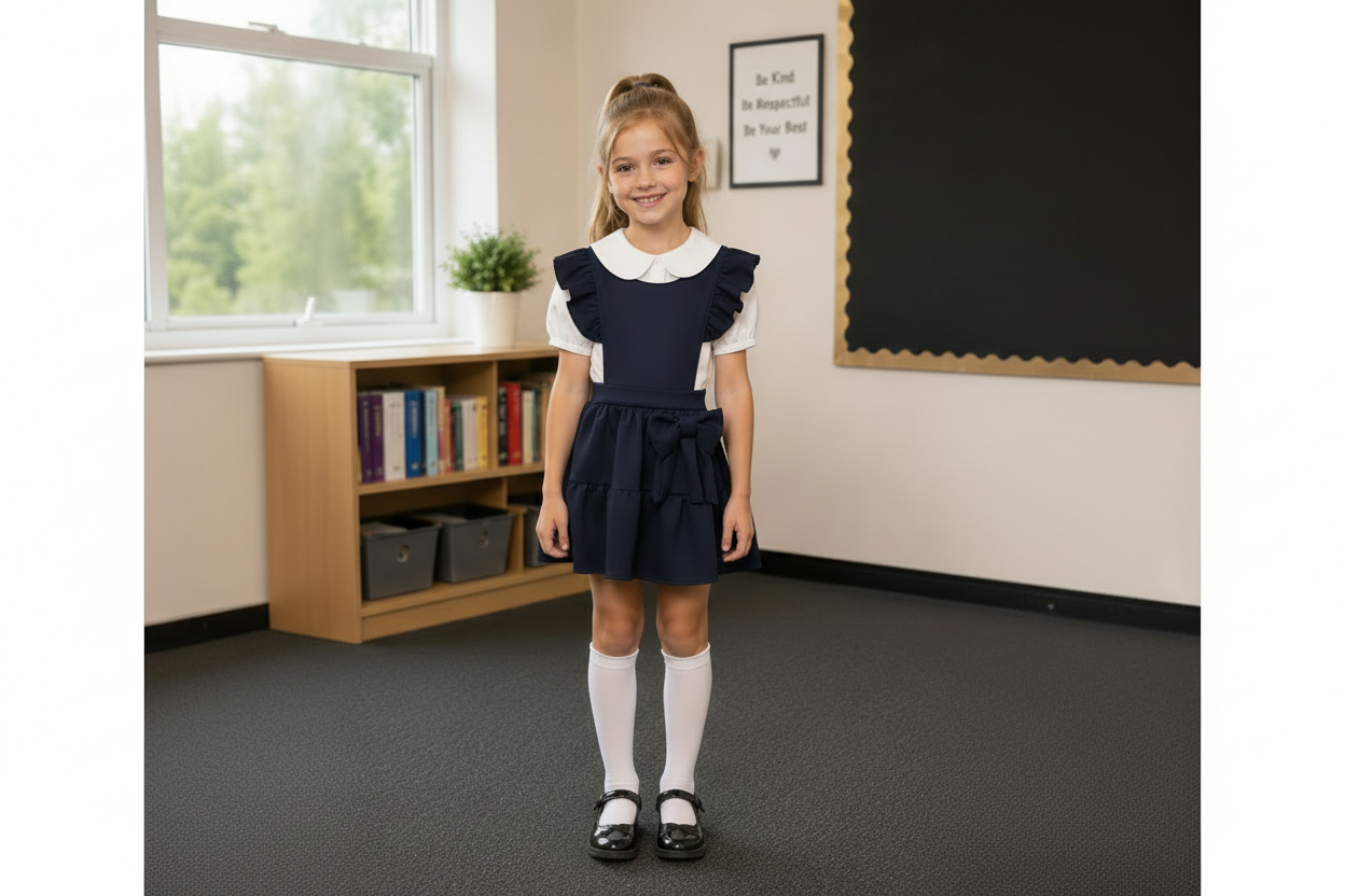Navy School Side Bow Shirt And Dress