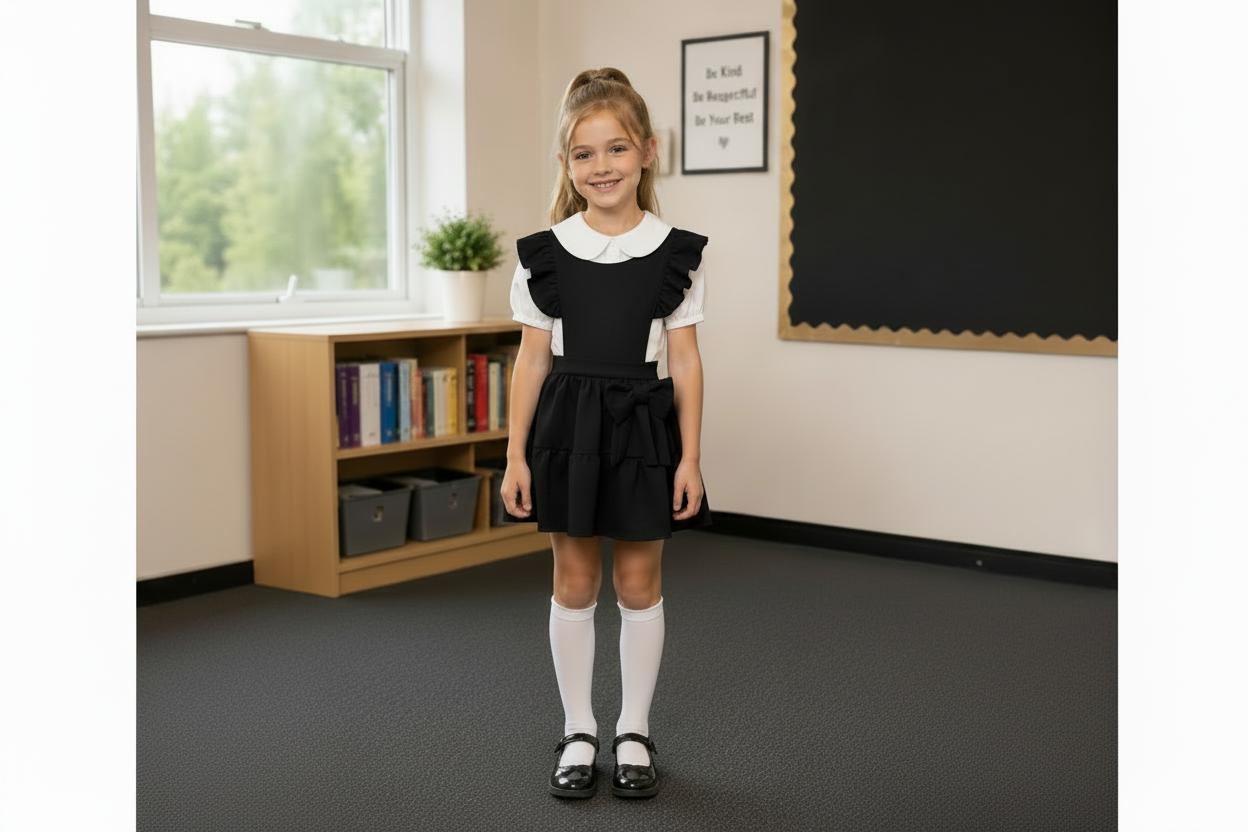 Black School Side Bow Shirt And Dress