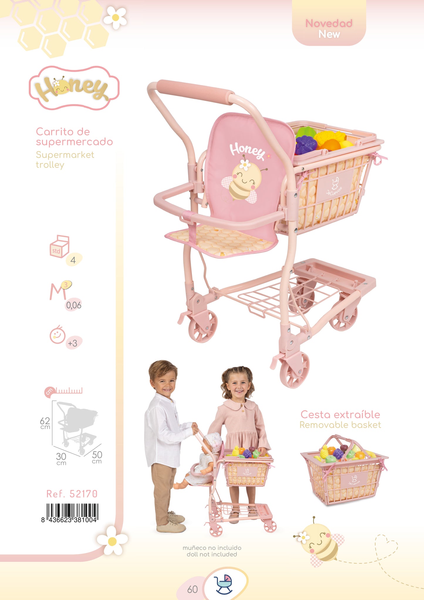 52170 Shopping Trolley Cart- Honey Collection