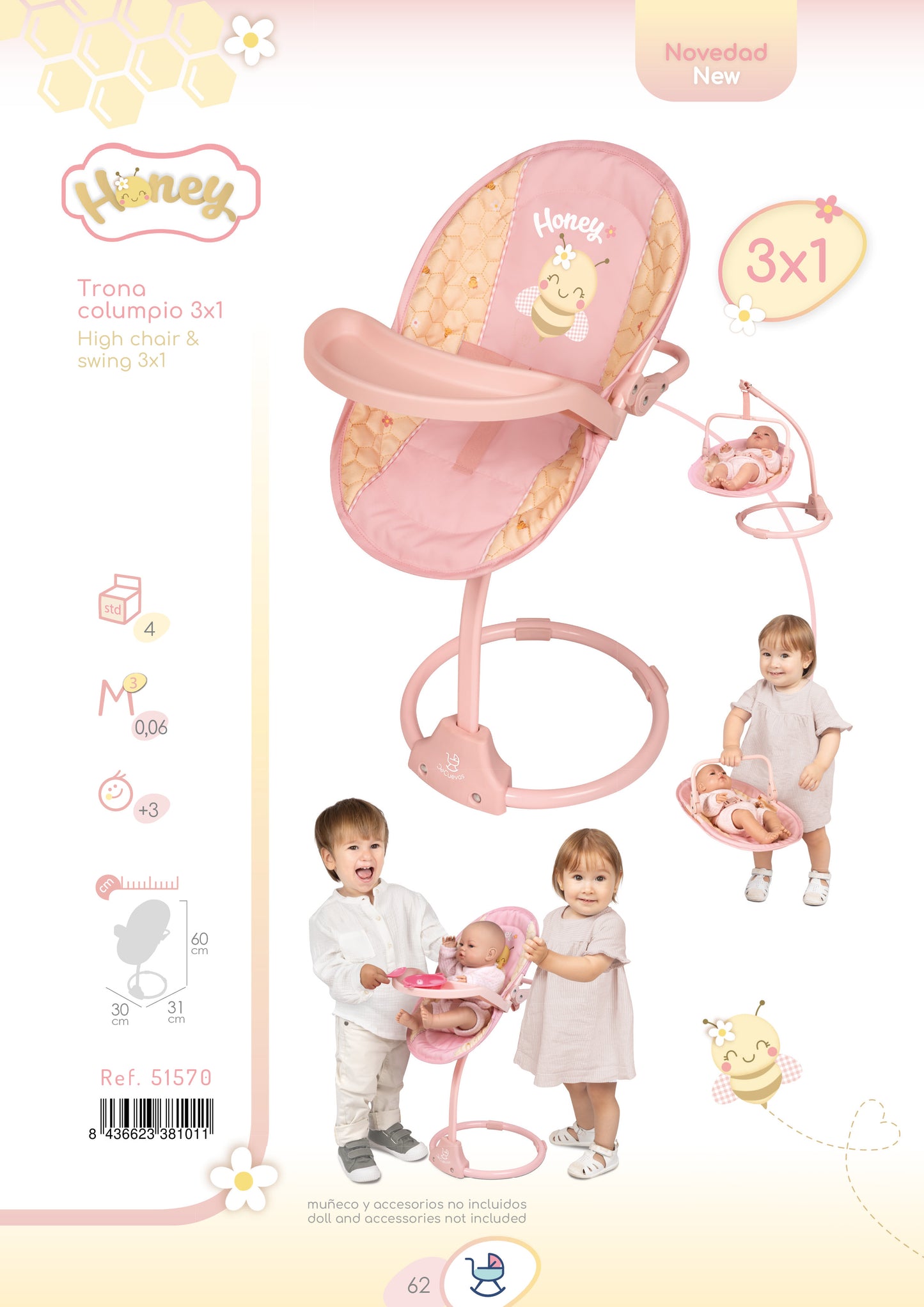 51570 Dolls High SEAT & SWING 3X1 - Honey Collection