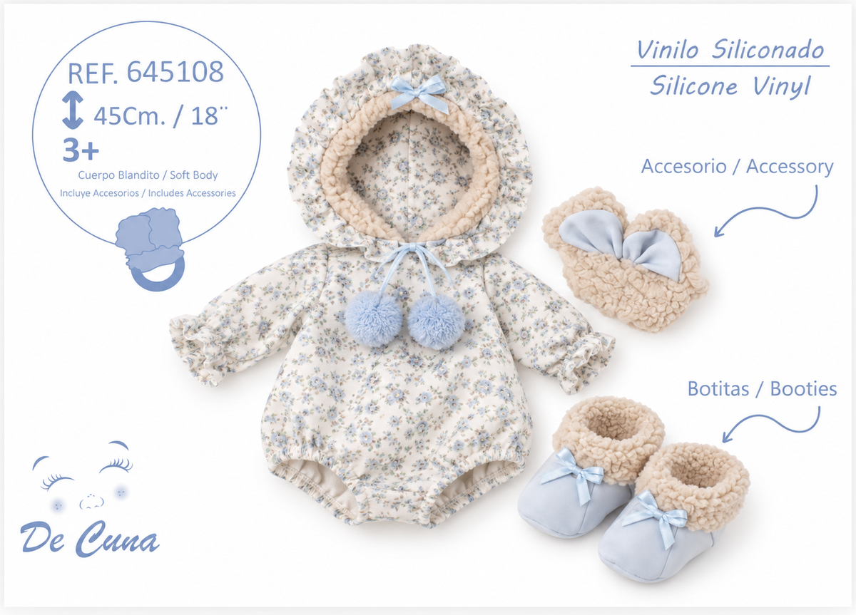 Blue Romper Dolls Outfit 45cm