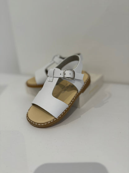 201291 Andanines White Leather T Bar Sandal