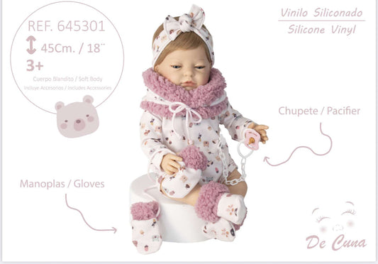 645301 Pink Silicone Vinyl Doll 45CM