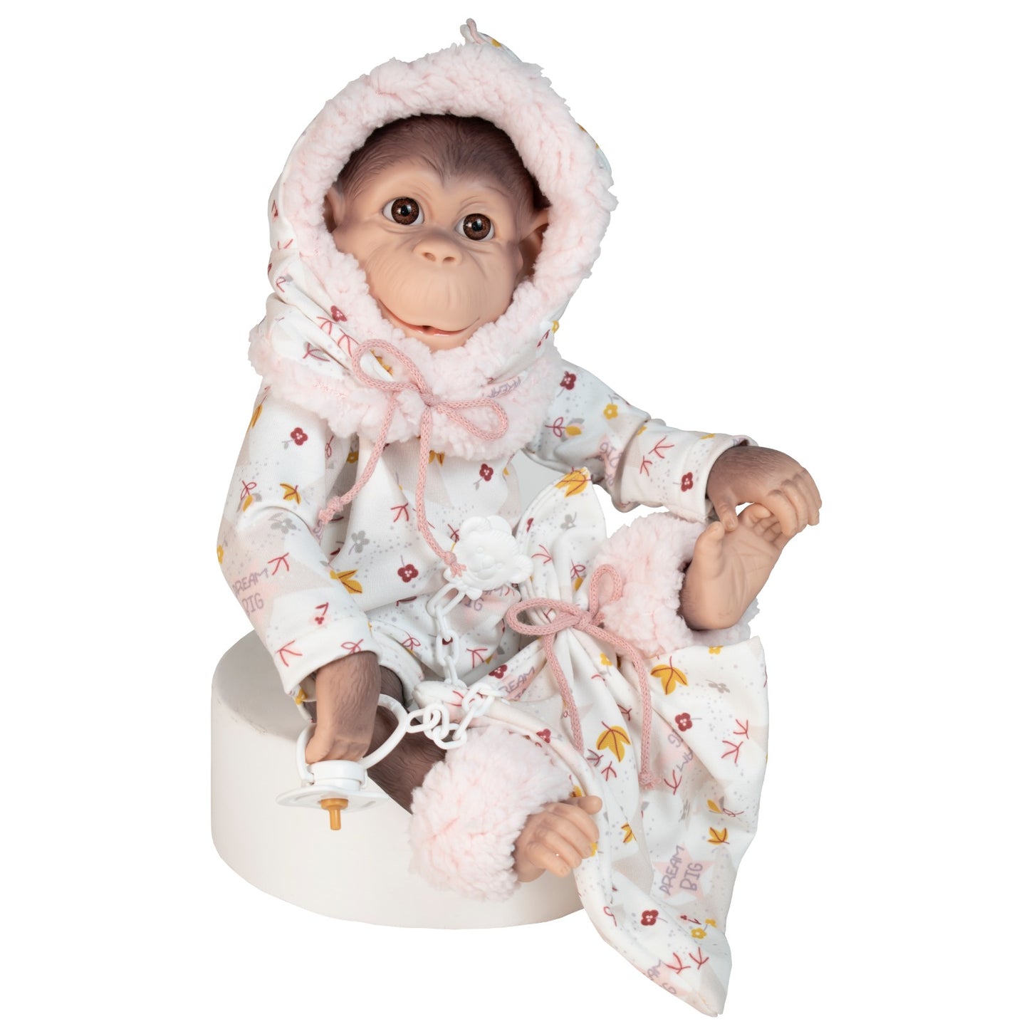 De Cuna Baby Pink Reborn Silicone Feel Monkey Doll