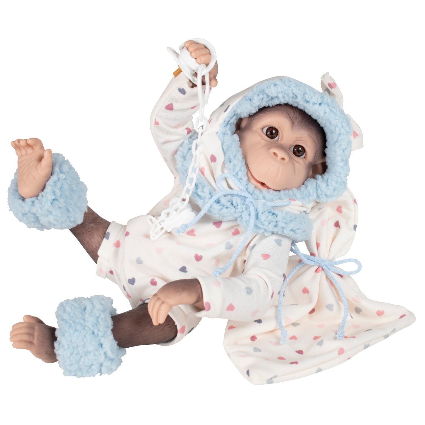 De Cuna Blue Heart Reborn Silicone Feel Monkey Doll