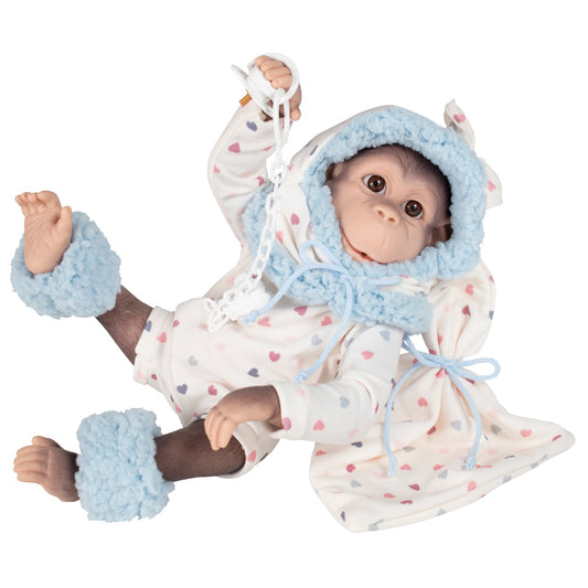 636106 Blue Heart Reborn Silicone Feel Monkey