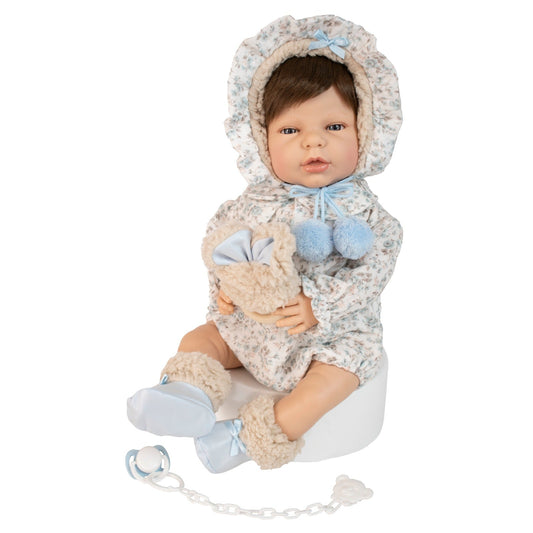 645108 Blue Romper Silicone Vinyl Doll 45CM