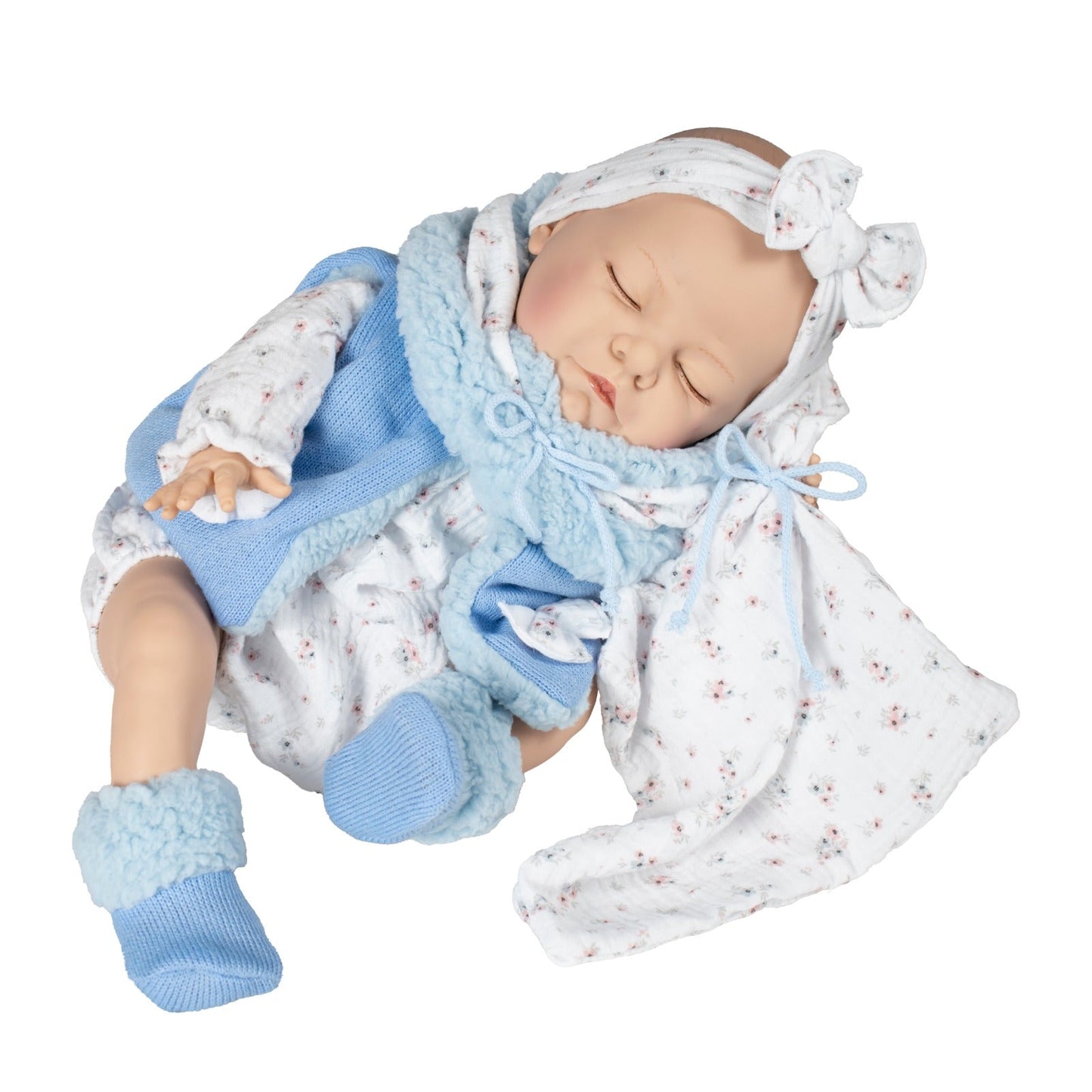 655202 XL Blue Sleeping Silicone Vinyl Doll 55CM