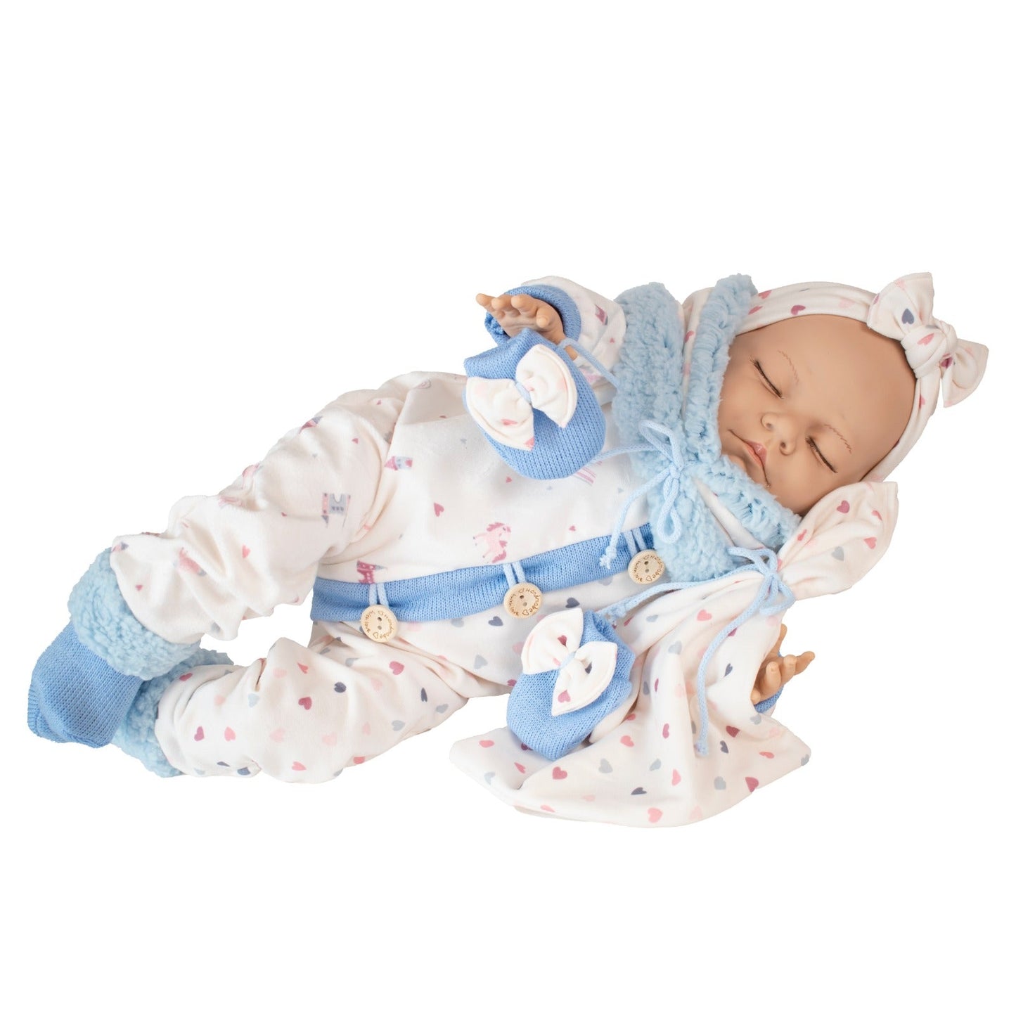 655204 XL Blue Sleeping Silicone Vinyl Doll 55CM