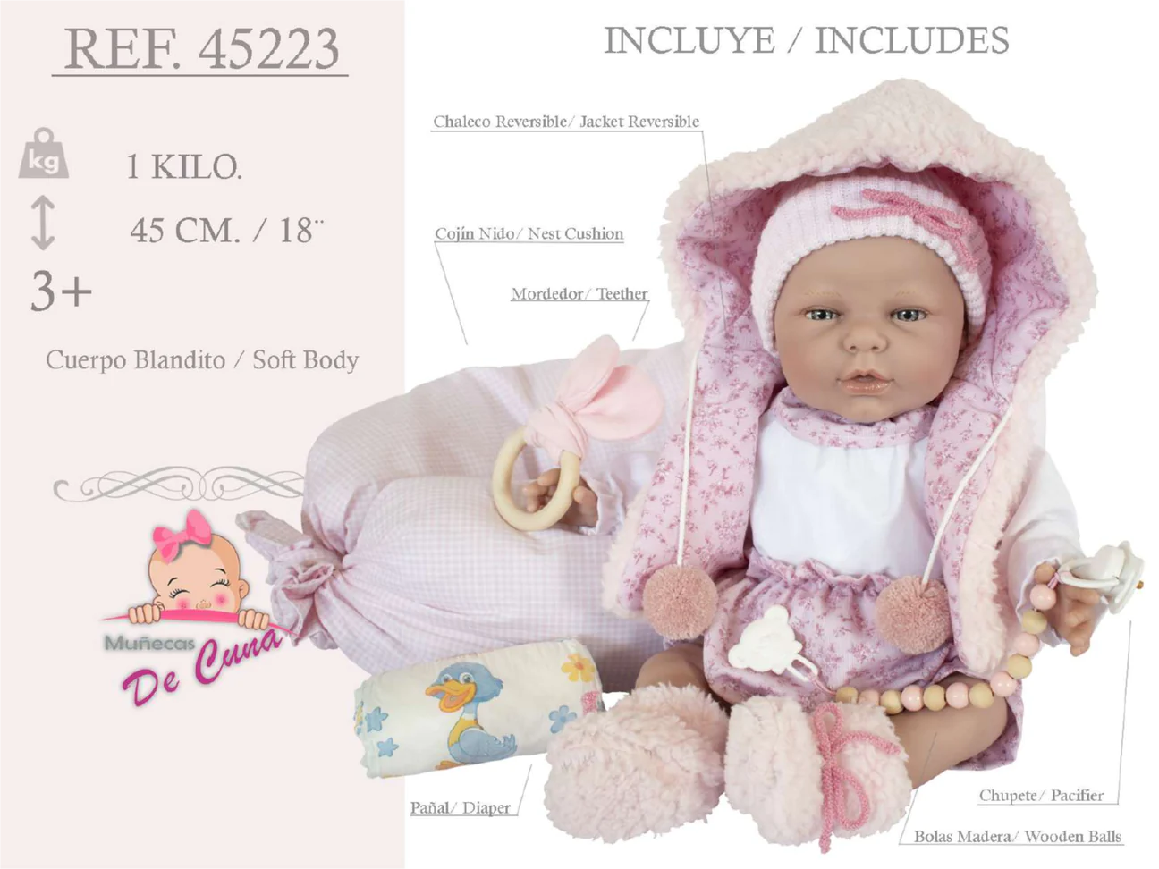 45224 Anyl Reborn Baby Doll Pink Romper - Silicon