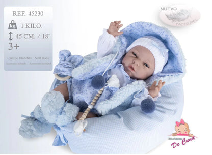 45230 Kido Reborn Baby Doll Blue Pom Pom  - Silicon