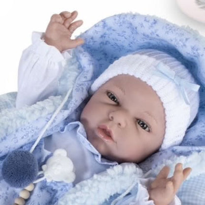 45230 Kido Reborn Baby Doll Blue Pom Pom  - Silicon