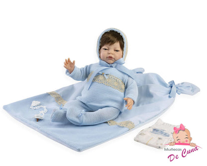 45306 Faith Reborn Baby Doll Blue Babygrow - Silicon