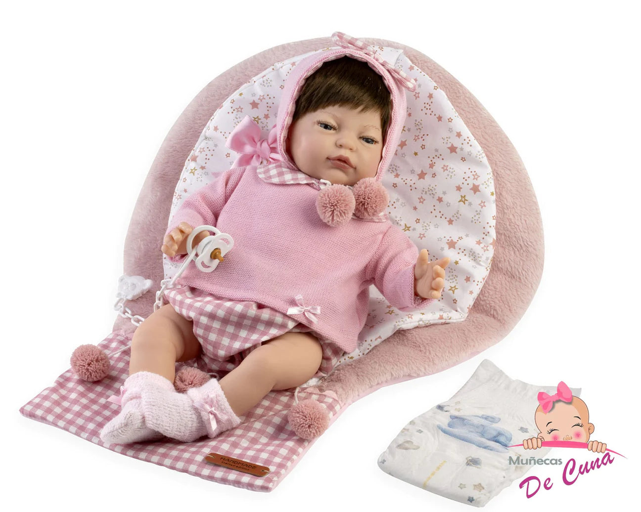 45303 Olivia Reborn Baby Doll Pink Check Shorts - Silicon