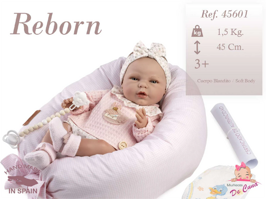 45601 Anyta Reborn Baby Doll  Pink Headband   - Silicon
